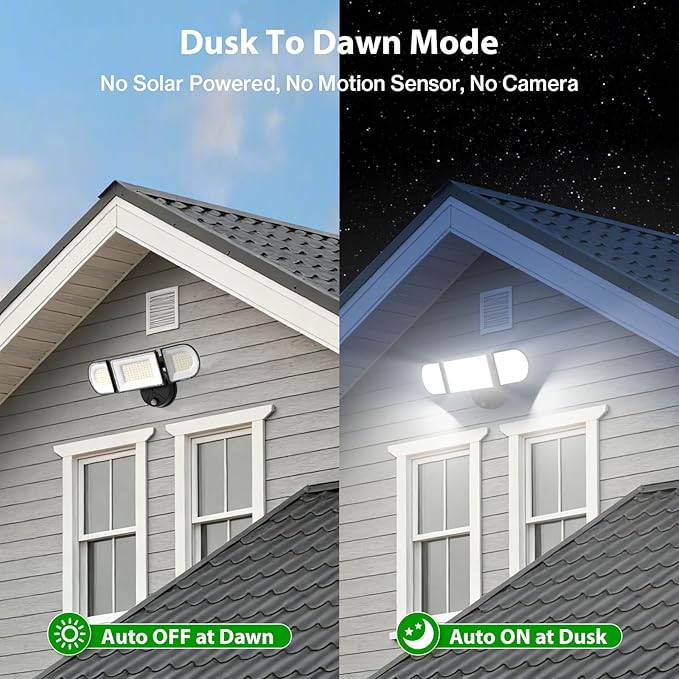 iMaihom 130W Dusk to Dawn Outdoor Lighting, 13000LM LED Security Floodlight with Photocell Auto On/Off, 3 Adjustable Heads, IP65 Waterproof, Hardwired for Garage, Yard, Driveway, 6500K Daylight