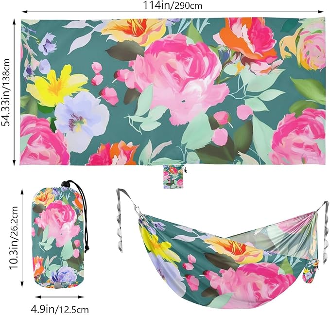 Spring Fresh Vivid Flowers Colorful 330lb Capacity Hammocks with Tree Straps Portable Hammock for Outside Beach Patio Garden Bases para hamacas para adultos