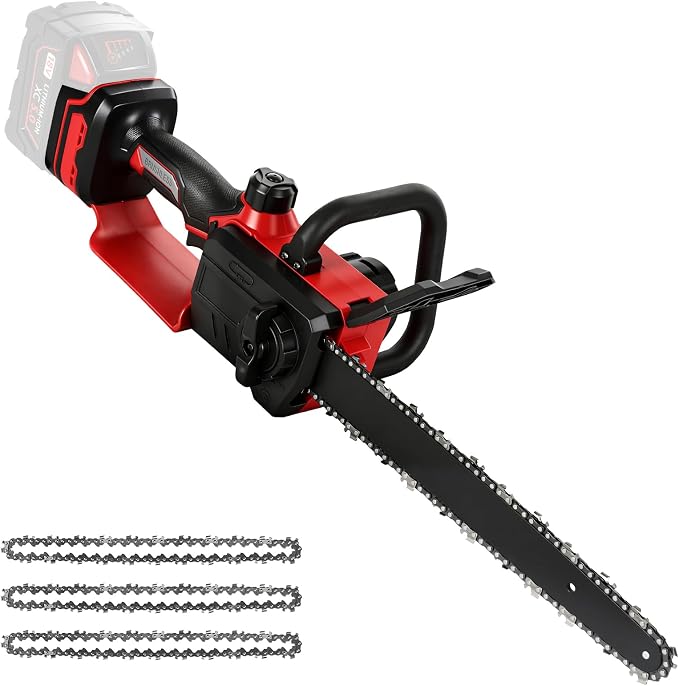 12 Inch Brushless Chainsaw Cordless for Milwaukee 18V Battery, Handheld Electric Chain Saw with 3 Chains, Tool-free Chain Tension and Auto Oiling for Wood Cutting Tree Trimming (Battery Not Included)