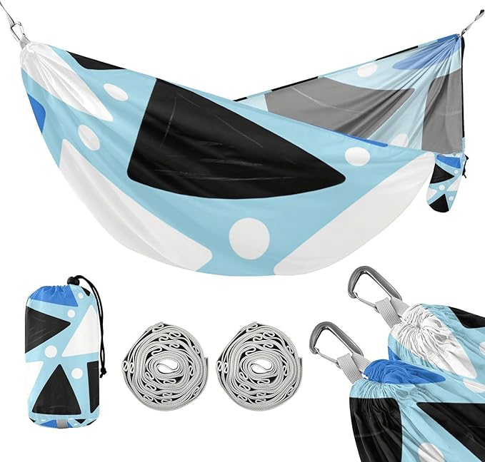 Cute Blue-Black Triangle 330lb Capacity Outdoor Hammock Portable Hammock for Outside Patio Garden hamacas para Patio
