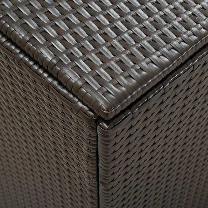 Patio Storage Box,deck box,outdoor storage box,Water resistant PE liner with zipped closure,Moisture proof with elevated feet, Poly Rattan 70.8"x35.4"x29.5" Brown