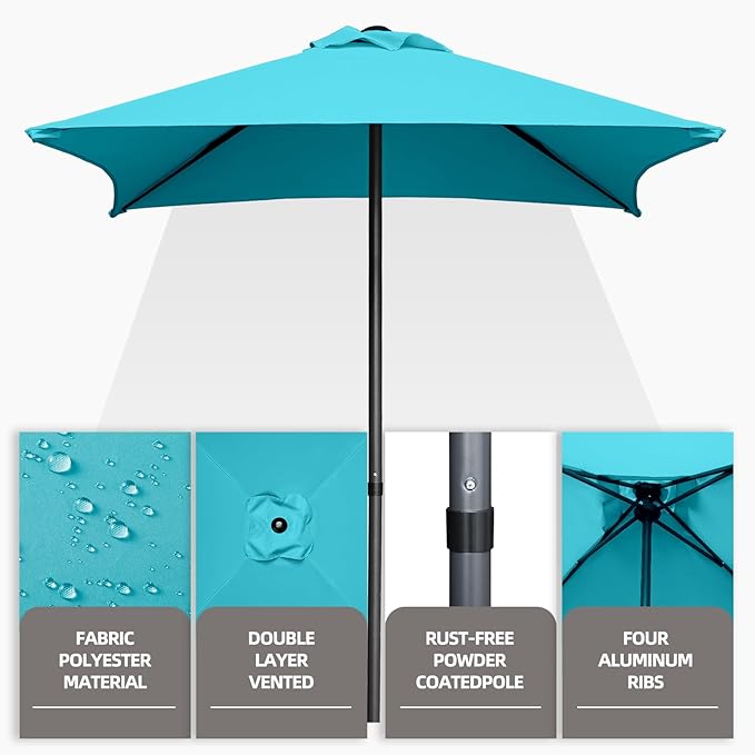 4.9ft Mini Square Patio Umbrella - UV 50+ Waterproof & Easy Setup | Outdoor Table Umbrella for Deck, Balcony, Garden, Lawn, Backyard, Market