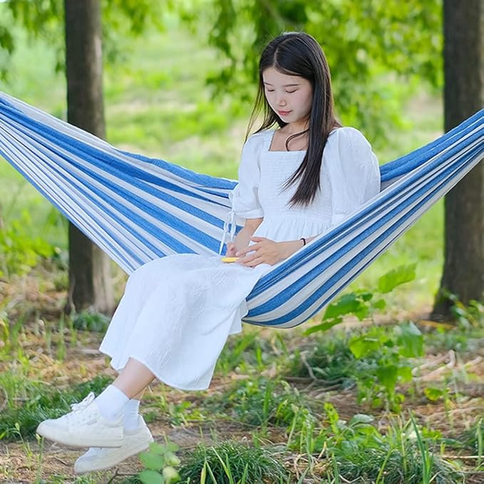 Outdoor Hammock Anti-Rollover Travel Camping Portable Hammock Hanging Chair Outdoor Portable Camping Travel Equipment (Color : Blue, Size : 190 * 80cm)