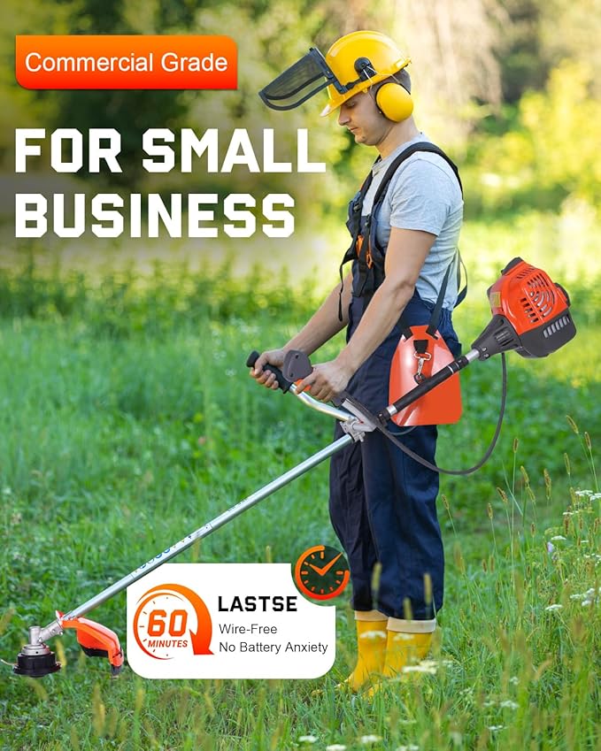 52CC Gas Weed Eater, 3-in-1 String Trimmer/Brush Cutter/Edger – 18″ Cutting Swath, Balanced 18.5LB Design, Full-Crank 2-Stroke Engine, Quick-Start System for Effortless Yard Care (PT6091)