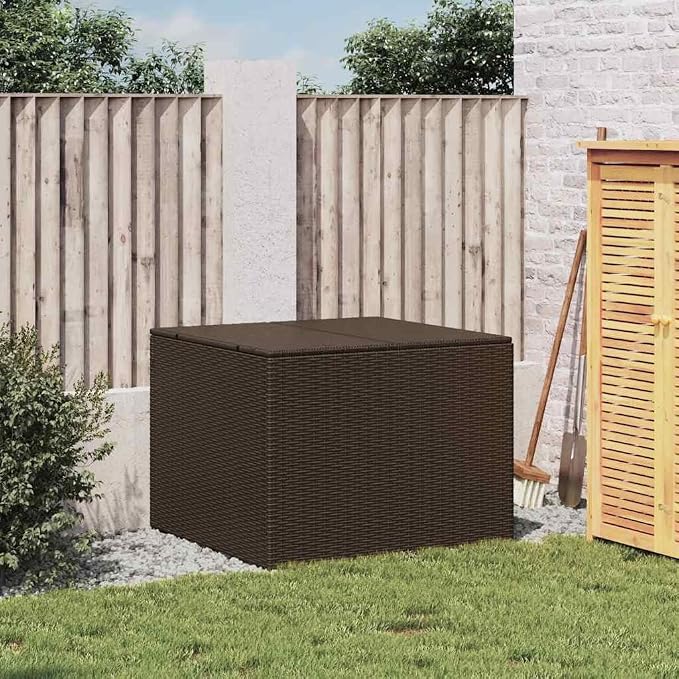 Powder Coated Steel Frame Black PE Rattan Medium Garden Storage Box for Outdoor Organization, 291L Outdoor Storage Box with Wheels and Gas Spring