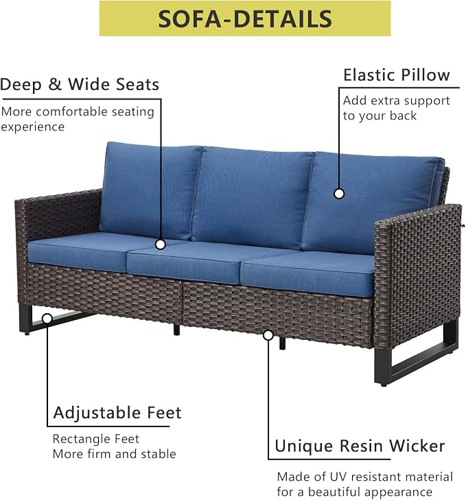 HUMMUH Patio Furniture Set with Fire Pit Table,5 Piece Wicker Outdoor Conversation Sets -Outdoor Swivel Rocker Chairs Patio Sofa for Porch,Garden,Backyard