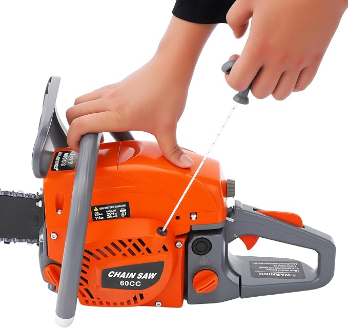 Gas Chainsaw, 22" 60cc Handheld Cordless Petrol Chain Saws, 2-Cycle 10000rpm high speed Petrol Chain Saw w/ 18.6Oz Large Fuel Tank Capacity For Forest, Wood, Garden and Farm Cutting Use, 2.8kw