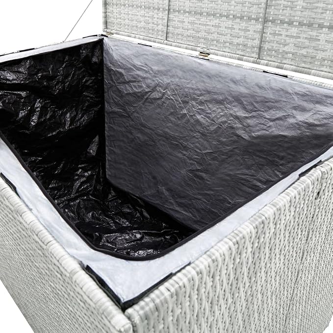 Patio Storage Box,Outdoor Toy Box,Outdoor Storage,Outdoor Cushion Storage, for Patio Furniture Cushion Storage Light Gray 59.1"x39.4"x39.4" Poly Rattan