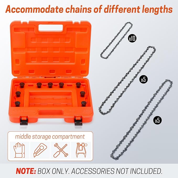 Chainsaw Chain Storage Case, Portable Chain Holder Box with Tool Storage Tank, Universal Saw Chain Organizer for All Chainsaw Chains