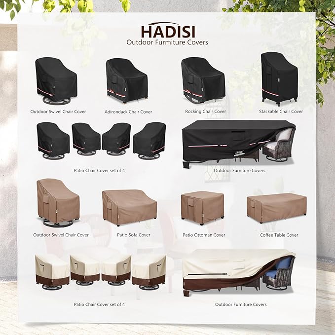 Patio Chair Covers for Outdoor Furniture Waterproof 4 Pack, Heavy Duty Waterproof Outdoor Swivel Chair Cover (35"W x37"D x36"H - Black)