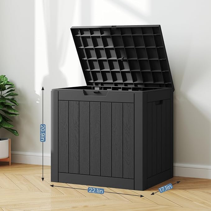 Deck Box with 31 Gallon Capacity, Weatherproof Resin Lockable Outdoor Storage for Secure Package Deliveries and Indoor Storage in Garden or Patio (Black)