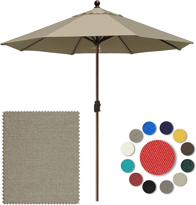 Eurmax USA 10-Year-Non-Fading 10FT Outdoor Patio Market Umbrella,UPF50+ UV Resistant Sun Shade,Heavy Duty Commercial Grade,Crank Lift Design,Windproof Vented Top for Garden,Pool,Deck,Mushroom