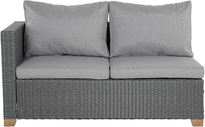 Grand patio Outdoor Conversation Set with Wicker Armrest,Wicker Patio Furniture Set,Modular Sectional Sofa Set with Thick Cushions for Backyard Garden Poolside (Right Armrest Loveseat, Light Gray)