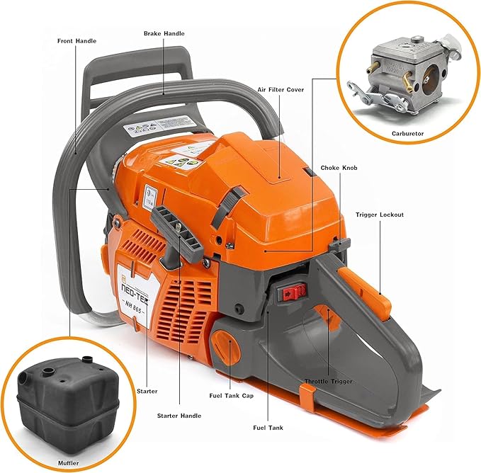 NEO-TEC New NH865 65cc Gas ChainSaw, Chain Saw with 24 Inch Advance Bar and Chain, 3.4KW 4.6HP Gasoline Chainsaw for Professional Wood Work (24 INCH)