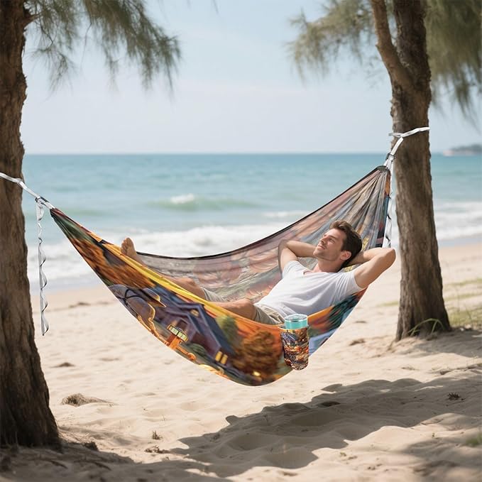 FRMG Farm Fall Pumpkin Hammock 500 lbs Capacity Portable Hammocks with Tree Straps & Attached Carry Bag, Camping Essentials Gear, 2010857a