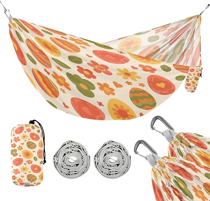 Hammocks for Outside Easter Eggs Camping Hammock Portable Hammocks with Tree Straps and Carry Bag Camping Accessories for Hiking Beach Outdoor