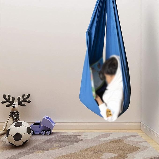 Physical Therapy Swing for Sensory Indoor, Kids and Teens More Special Needs, Cuddle Hammock Autism, ADHD, Aspergers and Integration Snuggle (Color : Blue, Size : 150x280cm/59x110in)