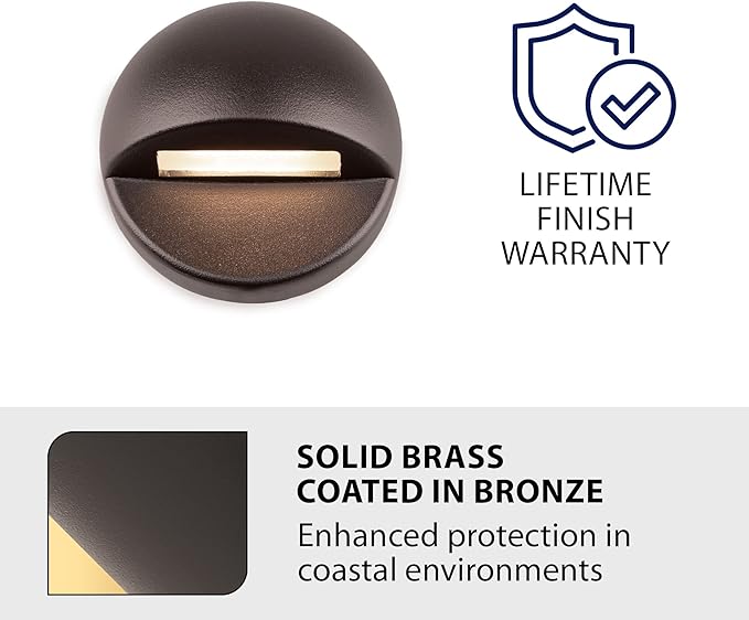 WAC Landscape Lighting, Round LED 12V Deck and Patio Light 3000K Warm Built-in LED in Solid Brass Coated with Bronze
