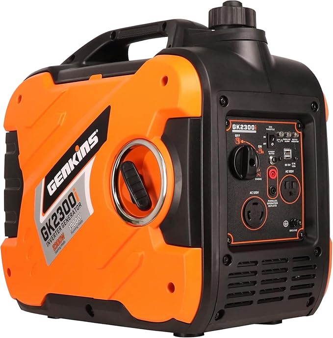 GENKINS 2300 Watt Portable Inverter Generator Gas Powered Ultra Quiet for RV Ready Outdoor Camping Home Backup