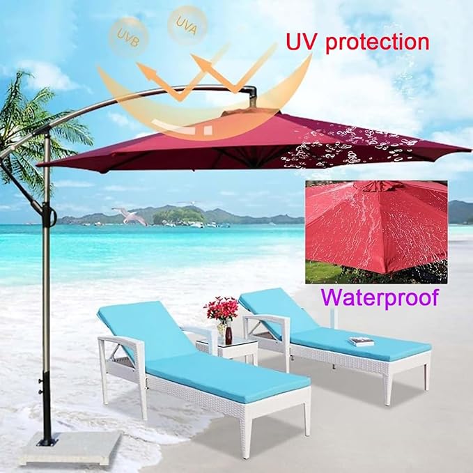 6 Ribs 8 Ribs Patio Umbrella Replacement Canopy 6.5ft 7.5ft 8.2ft 8.8ft 9.8ft 11.5ft, Waterproof UV Protective Parasol Umbrella Fabric, Easy to Install (Canopy Only)