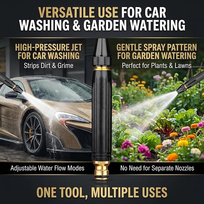 Home High-Pressure Car Wash Water Gun with Booster Nozzle, Home High-Pressure Car Wash Water Gun with Booster Nozzle and Hose, for Watering Plants and Vegetables, and Car Washing (2PCS)