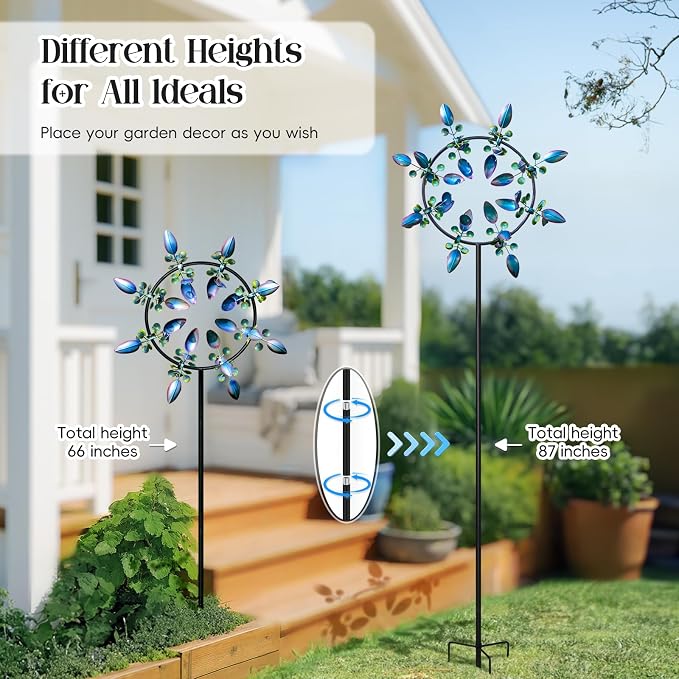 Pure Echo Large Wind Spinners Outdoor, Kinetic Metal Wind Spinners for Yard and Garden, Gift for Family or Friends (30'' W x 87'' H)