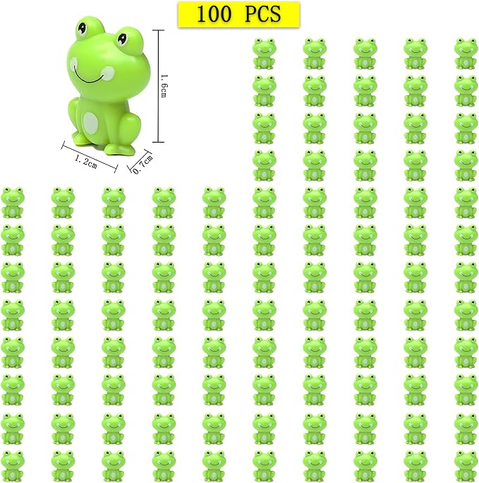 100 Pack Mini Green Plastic Frogs, Small Frog Figurine Tiny Frogs to Hide Fairy Garden Miniature Dollhouse Home Decor Frog Decorations for Party