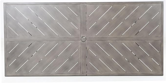Ulax furniture Outdoor Patio Dining Table - Weather-Resistant Aluminum Frame Tabletop - Umbrella Hole for Garden, Backyard, Picnics