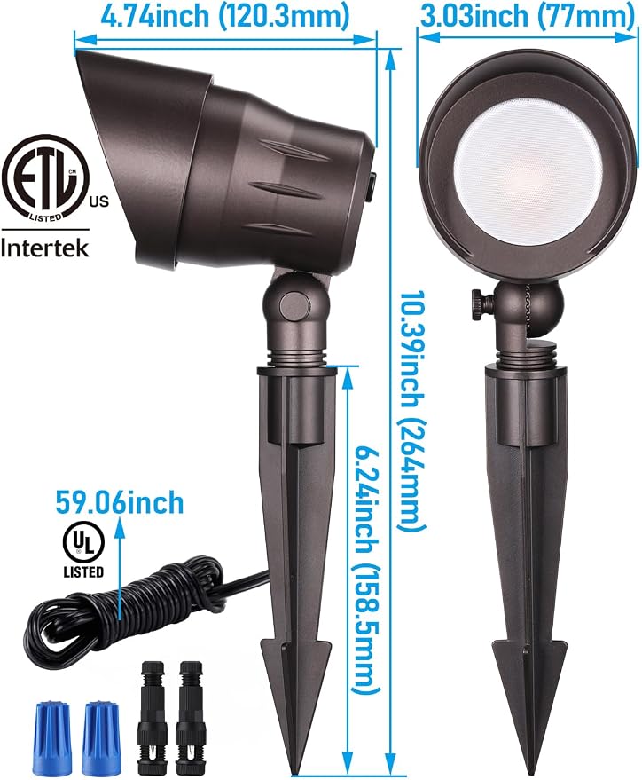 LEONLITE 6-Pack 5CCT 5W 12-24V Low Voltage LED Spotlight Oil Rubbed Bronze | 1800K2700K3000K4000K5000K, Landscape Pathway Lights Outdoor, CRI90, Aluminum Spot Lights for Garden, ETL, IP65 Waterproof