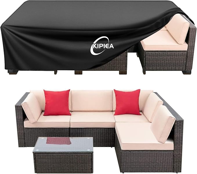 Kipiea Outdoor Furniture Covers Waterproof, 420D Heavy-Duty Patio Furniture Set Covers, No Tears Anti UV No Fading (74" L×74" W×28" H)