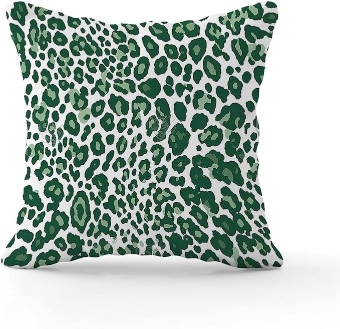 Leopard Graphite Green Dot Pillowcase Green African Tribal Throw Pillow Cover Modern Outdoor Waterproof Decorative Pillow Cover for Patio Garden Sofa Chairs 24x24 in