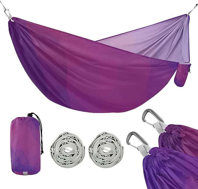 Blue Gradient 330lb Capacity Outdoor Hammock with Tree Straps Hanging Hammock for Indoor Outdoor Patio Base para hamaca