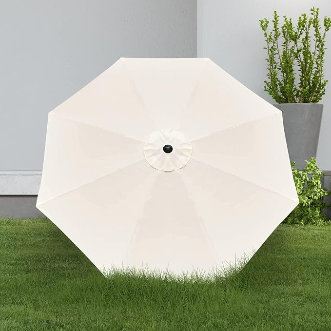 YSSOA 2 Pack 9' Patio Umbrella Outdoor Table Market Yard Umbrella with 8 Sturdy Ribs, Beige