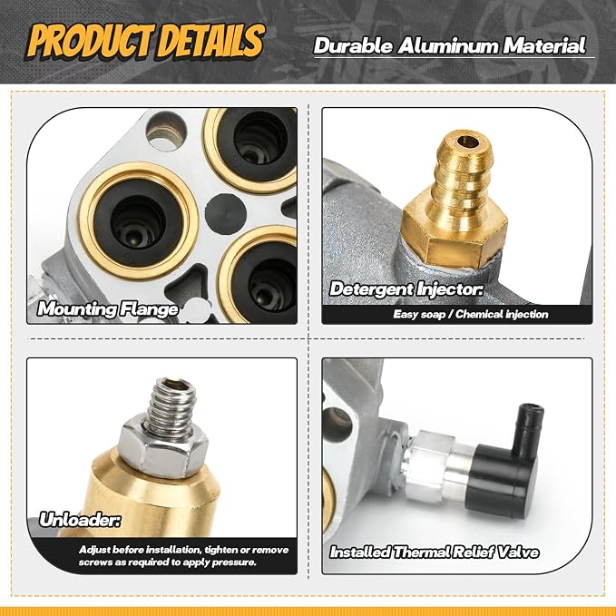 AR43361 Pressure Washer Pump Head 43361 Compatible with SRMW2.3G28 SRMW2.4G28 Pumps for Annovi Reverberi Toro Troy Bilt with Unloader and Relief Valve