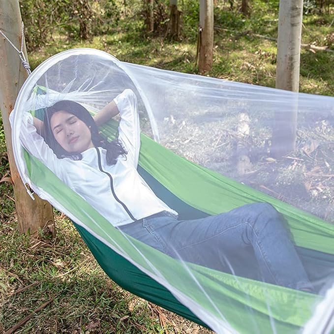 Camping Hammock, Camping Hammock with Mosquito Net - Ultra Lightweight & Durable Outdoor Travel Hammock for Camping Hiking Backpacking(Green)