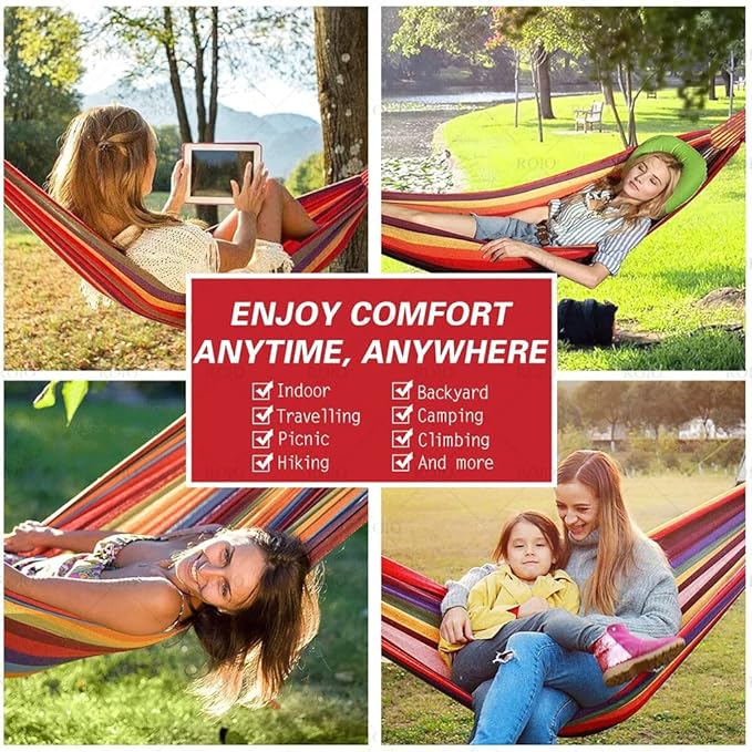 NOBRIM Camping Hammock Thickened Fabric Canvas Hammocks Travel Swing Hanging Bed with Bag Hammock for Travel Camping Camping Accessories