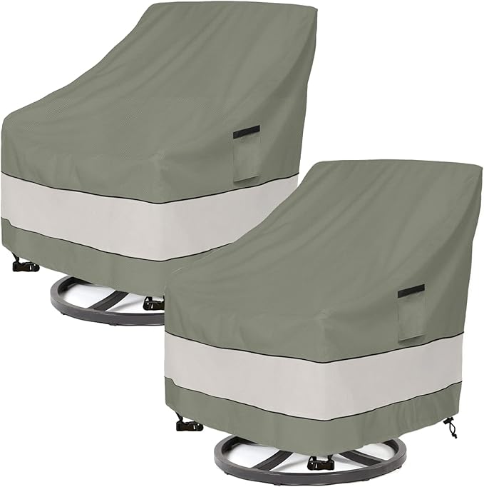 Patio Chair Covers Waterproof Patio Furniture Covers,35W x 37D x 38 H Inches Outdoor Swivel Chair Cover 2 Pack -Grayish Green