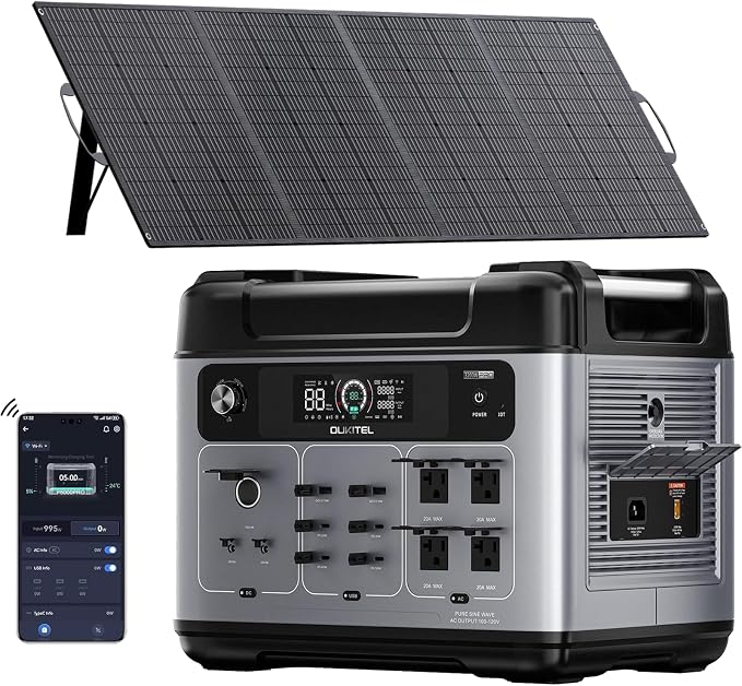 OUKITEL P2001 Pro 3200W Power Station with 200W Solar Panel, 2048Wh Solar Generator with 4x6400W Peak AC Outlets, 1.5H Full Charging, APP Control LiFePO4 Battery for Camping RV HomeB ackup