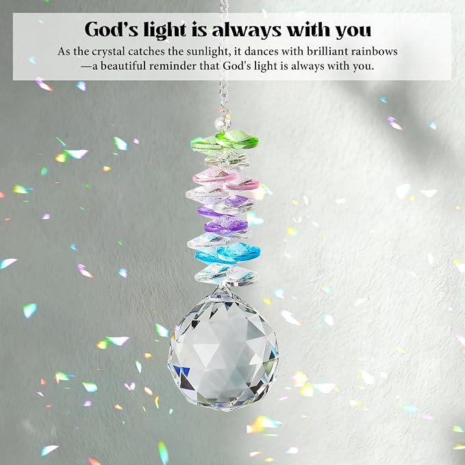 Christian Gifts for Women, Heart-Shaped Suncatcher with Cross - Religious Birthday Ornament with Scripture The Lord is My Light and My Salvation - Inspirational Catholic Spiritual Gifts