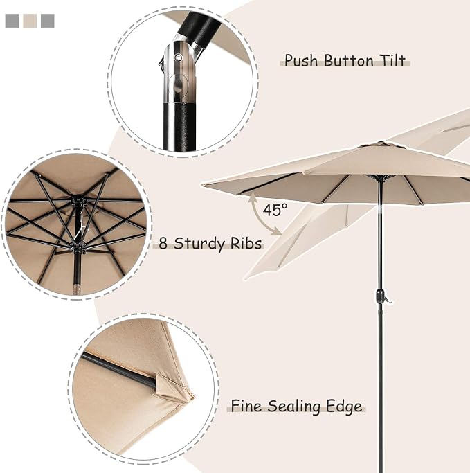 SOLAURA 6-Piece Outdoor Patio Dining Set, 4 Person Outside Table and Chairs Set, Metal Stacked Chairs of 4, Slat Table Top with 1.57" Umbrella Hole and 9 FT Patio Umbrella (Black)