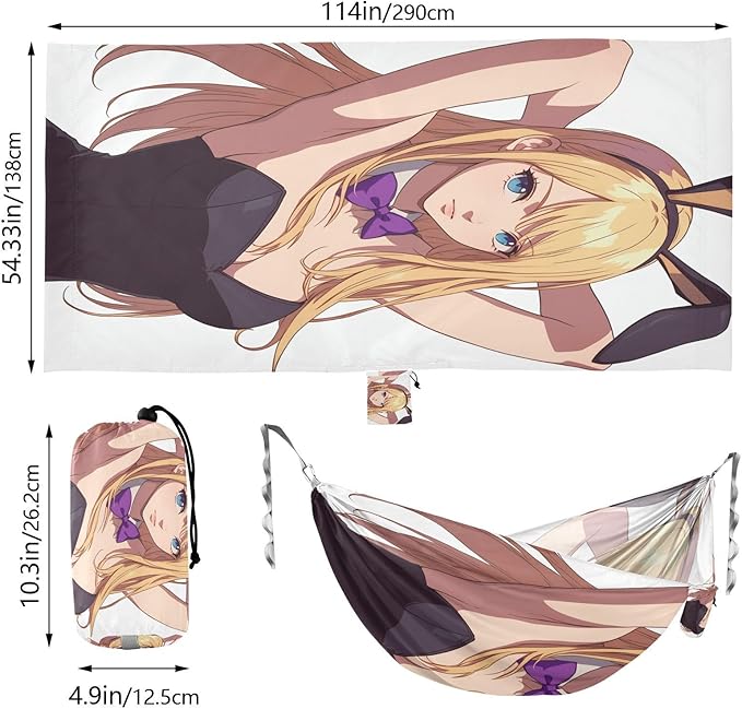 Anime Girl Outdoor Hammock with Portabl Carry Bag Swing Hammock for Indoor Outdoor Patio