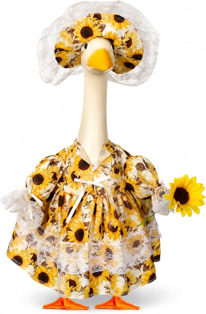 FuWeave Fall Porch Goose Outfit Maple Goose Costume Fancy Porch Geese Clothes with Wide Hat for 23" 17" Outdoor Patio