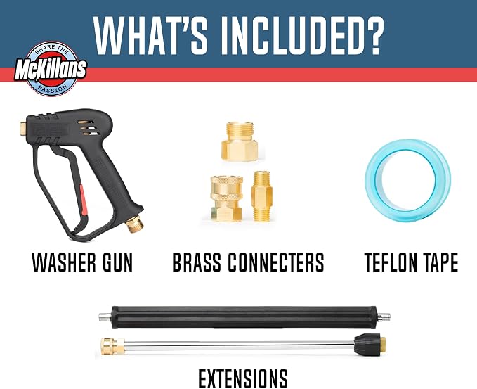 McKillans® Pressure Washer Gun Replacement M22 Inlet with Extension with 1/4” Quick Connector Coupler