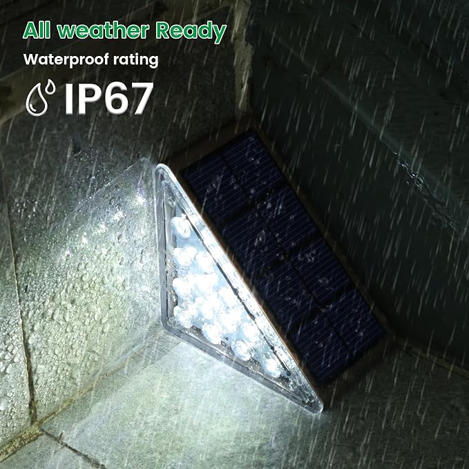 JOFIOS Solar Step Lights for Outside,16 Pack Solar Stair Lights Outdoor Waterproof IP67,Outdoor Deck Step Lights,Solar Outdoor Lights for Staircase,Patio,Front Step(Cool Brown)…