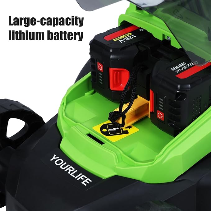 Electric Lawn Mower 1600W Self-Propelled Lawn Mower Cordless Brushless with 30L Grass Tank Brushless Motor Three Adjustable Height 25 45 65mm 3600Rpm US Plug