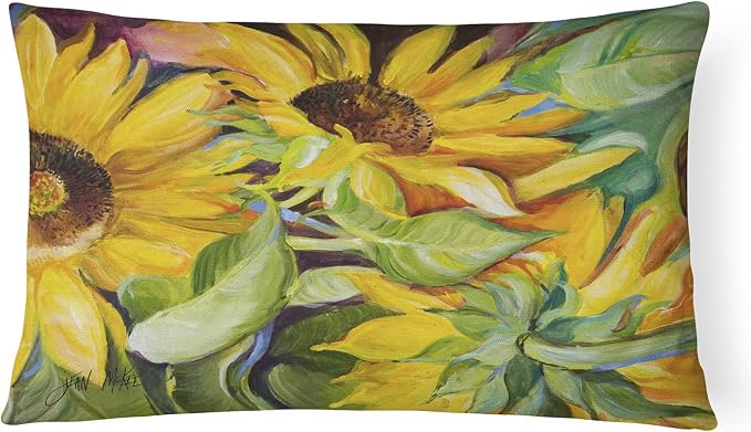 Caroline's Treasures JMK1122PW1216 Sunflowers Canvas Fabric Decorative Pillow Machine Washable, Indoor Outdoor Decorative Pillow for Couch, Bed or Patio, 12HX16W