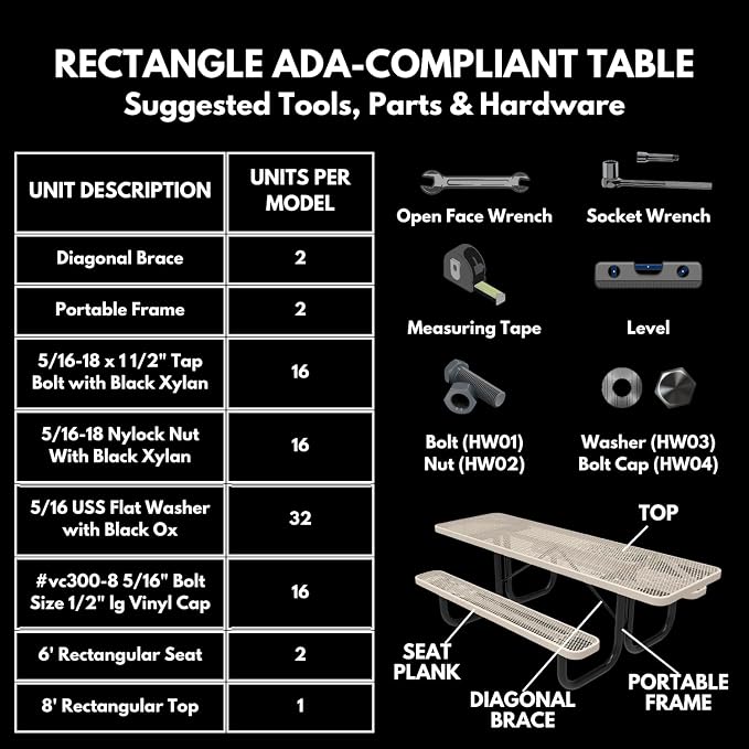 COATEDOUTDOORFURNITURE Heavy-Duty Portable ADA-Compliant Outdoor Picnic Table, Expanded Metal Patio Furniture Made in America (8ft Rectangular, Both-Side Handicap, Red with Red Frames)