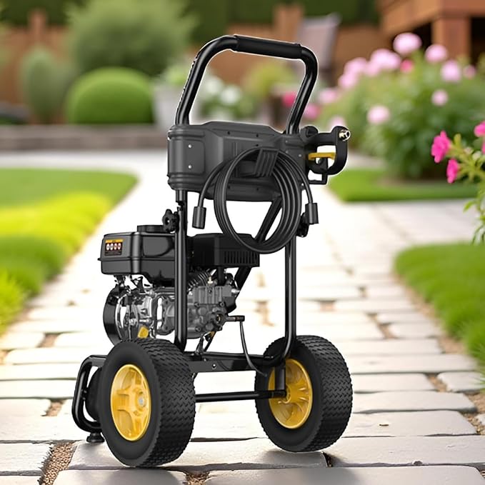 Gas Pressure Washer, 3500 PSI &2.6 GPM Power Washer, 30 ft Hose&Soap Container, 5 Adjustable Nozzles, Cleaning for Driveway/Concrete/Vinyl Fencing, CARB&EPA CERT
