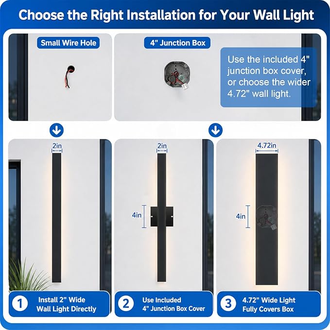 Porch Wall Lights - 2pack 31.5inch Long Strip Modern Outdoor Wall Light Fixture, Black Wall Mount Exterior Lighting Wall Sconce Outside Garage Lights for House, Courtyard, Corridor
