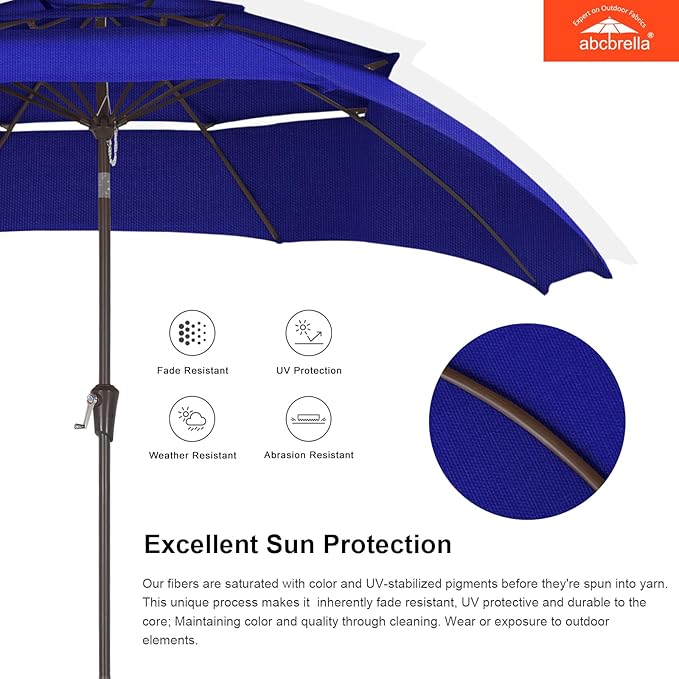 ABCCANOPY 5-Year 10-Year No Fading 9FT 3 Tiers Patio Umbrella, Outdoor Table Umbrella with 8 Sturdy Ribs for Deck, Backyard, Garden, Yard